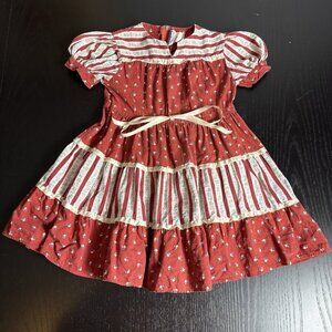 Vintage 70s/80s YOUNGLAND Girls Size 4 Floral Print Tiered Prairie Circle Dress